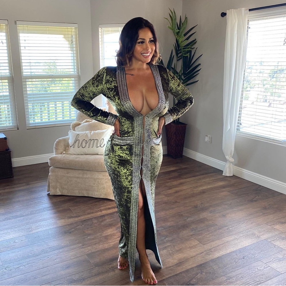 Small Sexy Velvet Stretch Jewels Bohemian Festival Coachella Beach Dress Bodycon - Picture 4 of 10